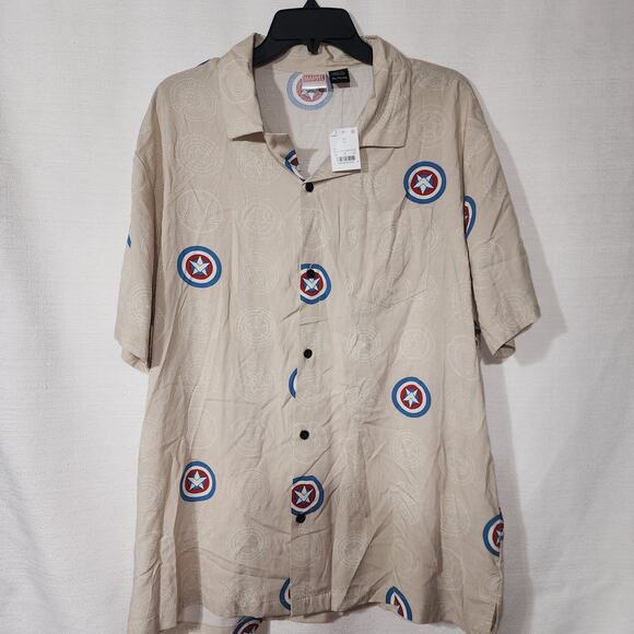 Captain America button down short sleeve shirt Men's X-Large - Picture 4 of 7